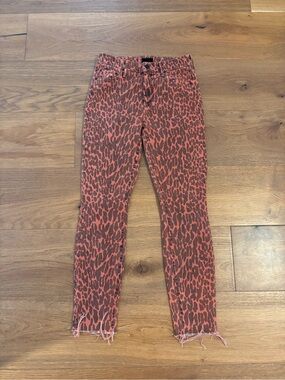 MOTHER Pink Leopard Skinny Jeans